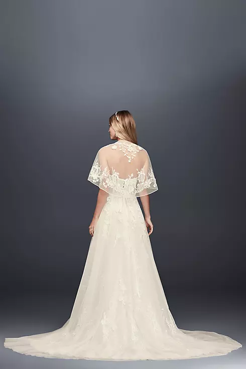 Trailing Floral Lace Wedding Gown with Capelet Image 5