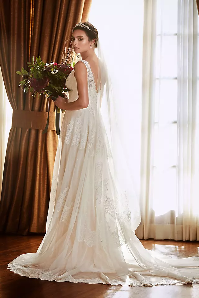 As Is Banded Eyelash Lace Layered Wedding Dress Image 5