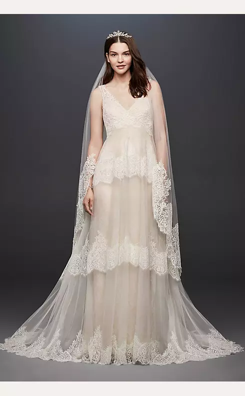 As Is Banded Eyelash Lace Layered Wedding Dress Image 1