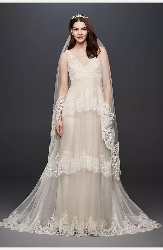 As Is Banded Eyelash Lace Layered Wedding Dress Image