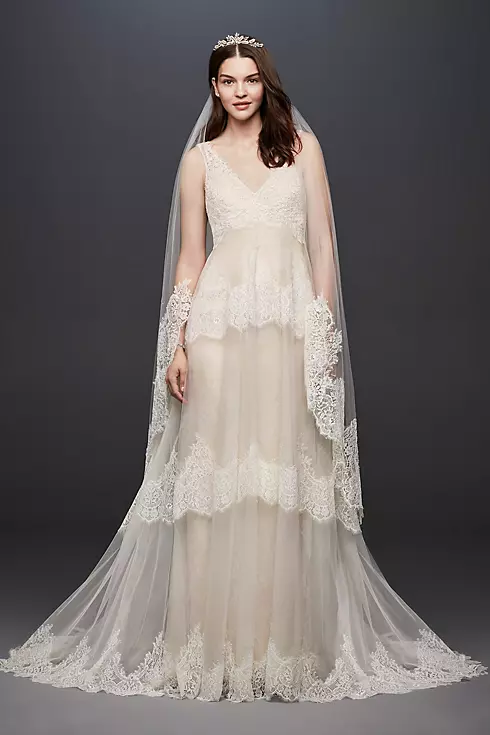 As Is Banded Eyelash Lace Layered Wedding Dress Image 1
