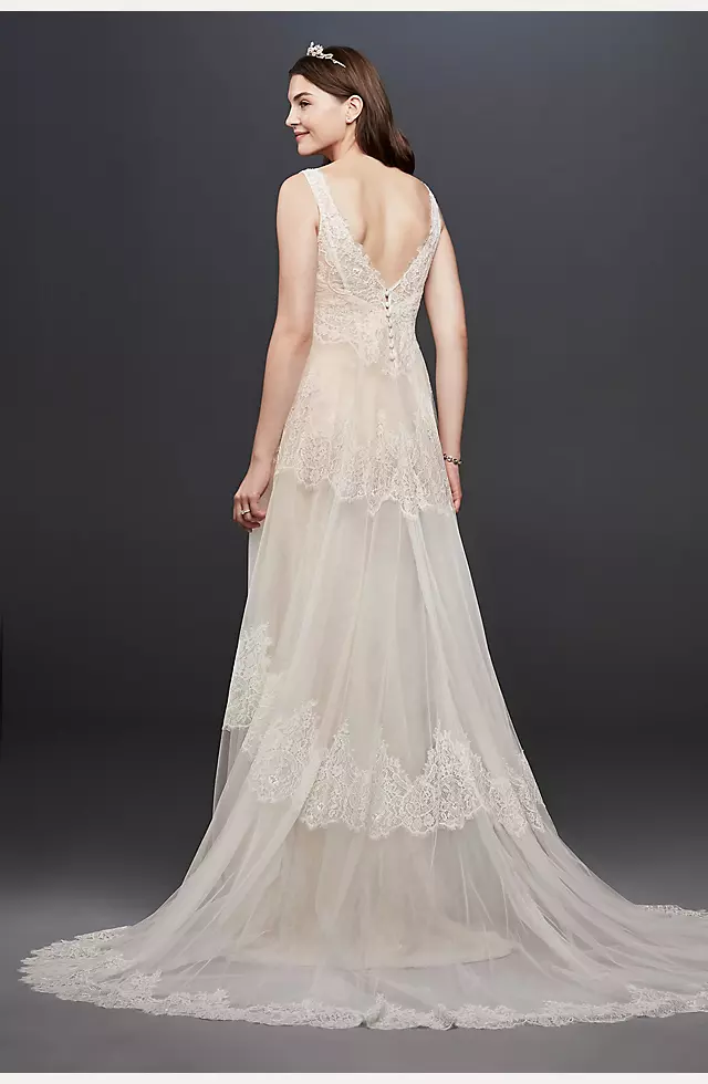 As Is Banded Eyelash Lace Layered Wedding Dress Image 2