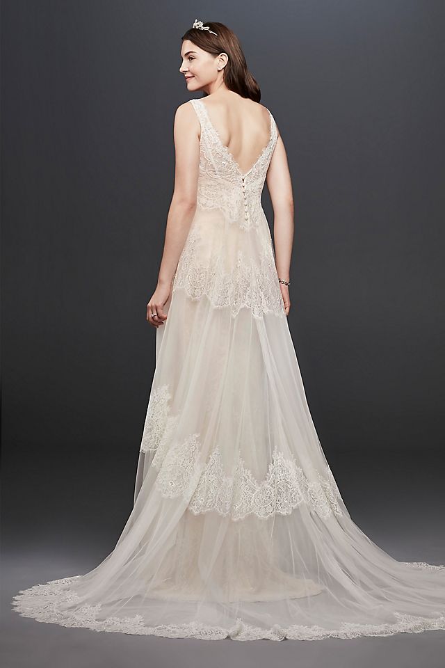 As Is Banded Eyelash Lace Layered Wedding Dress Image 6