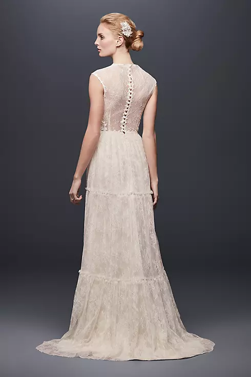 Chantilly Lace Cap-Sleeve Sheath Wedding Dress Image 2