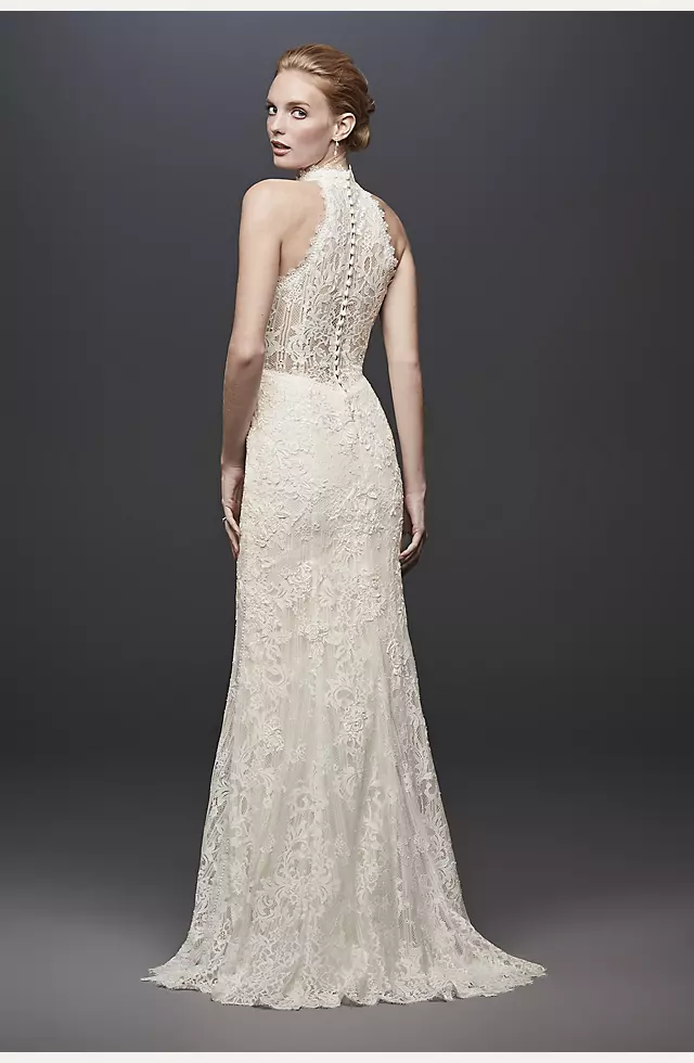 Lace High-Neck Halter Plus Size Wedding Dress Image 2
