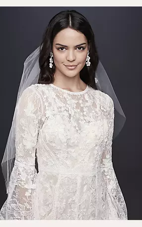 Bishop Sleeve Lace Sheath Wedding Dress Image 3