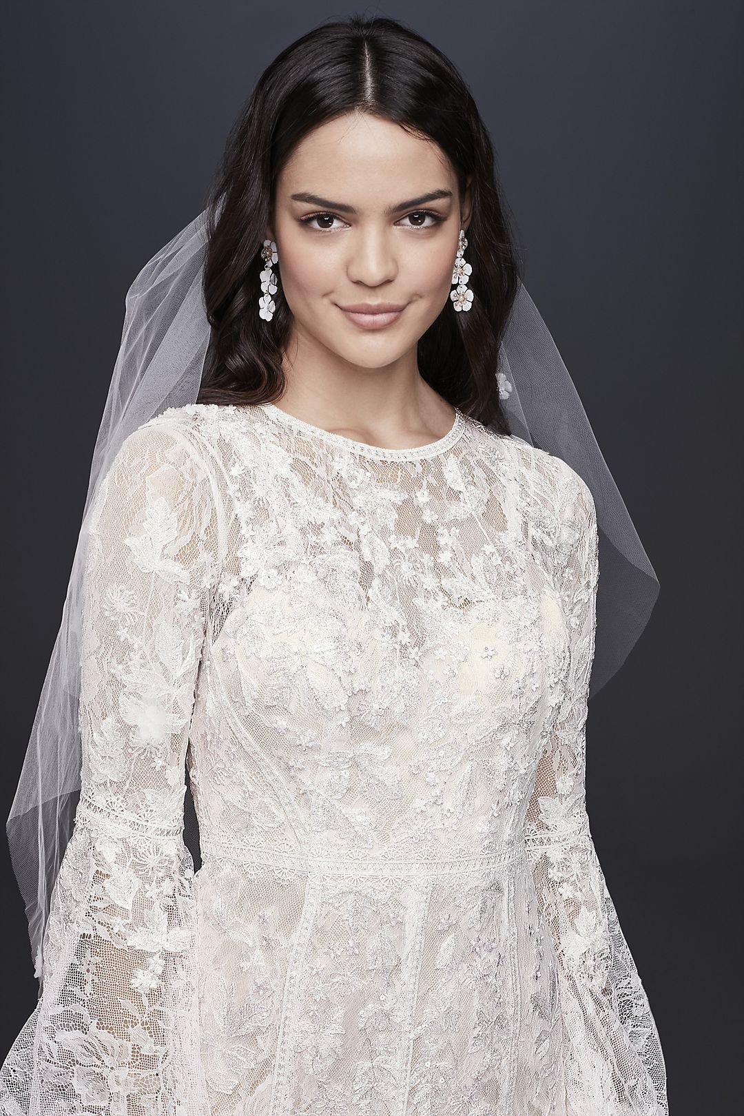 Bishop Sleeve Lace Sheath Wedding Dress | David's Bridal