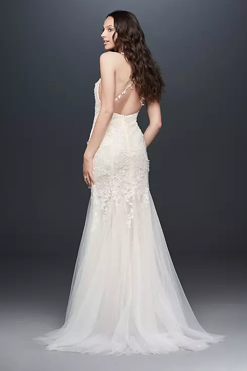 Cross-Back Chantilly Lace Mermaid Wedding Dress Image 2