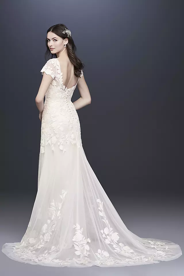 As-Is Embroidered Cap Sleeve Wedding Dress Image 2