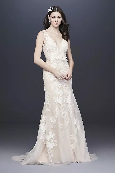 As-Is Plunging Lace Wedding Gown Image 1