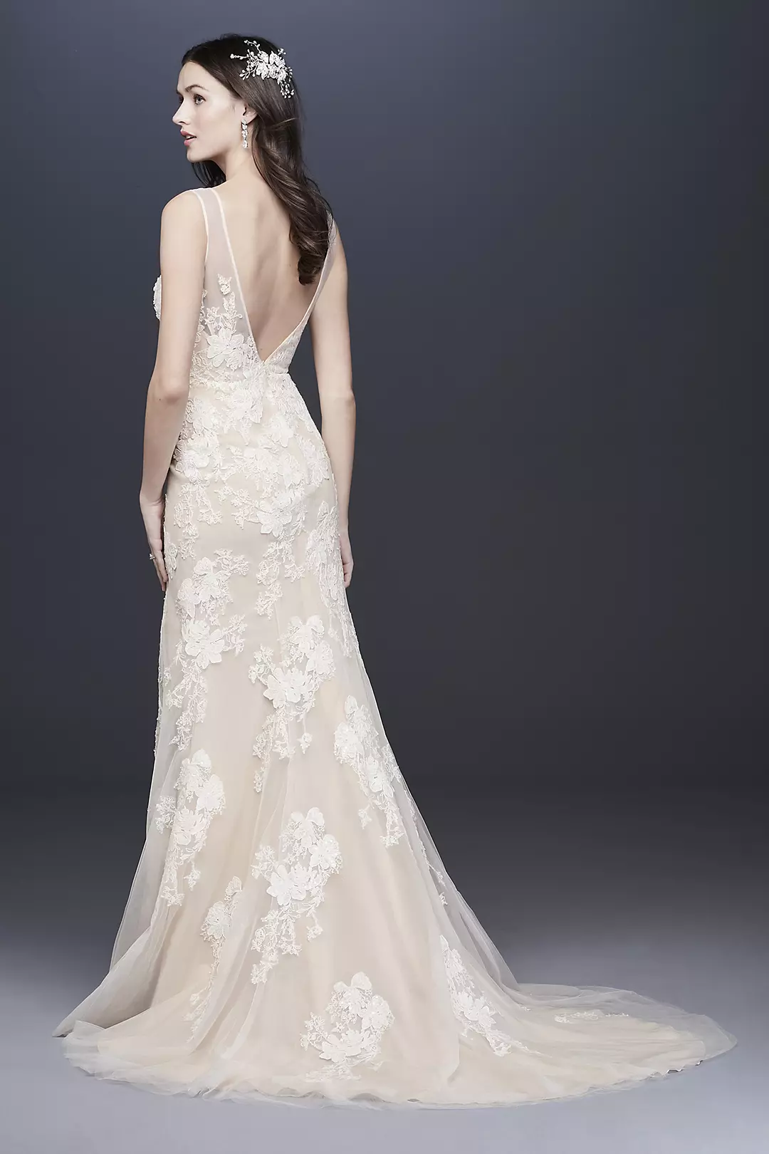 As-Is Plunging Lace Wedding Gown Image 2
