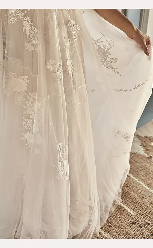 Shirred Halter Embroidered Poem Wedding Dress Image 6