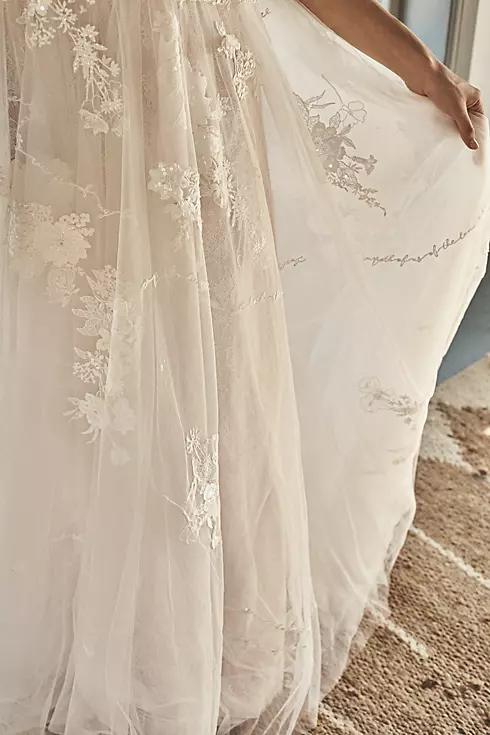 Shirred Halter Embroidered Poem Wedding Dress Image 6