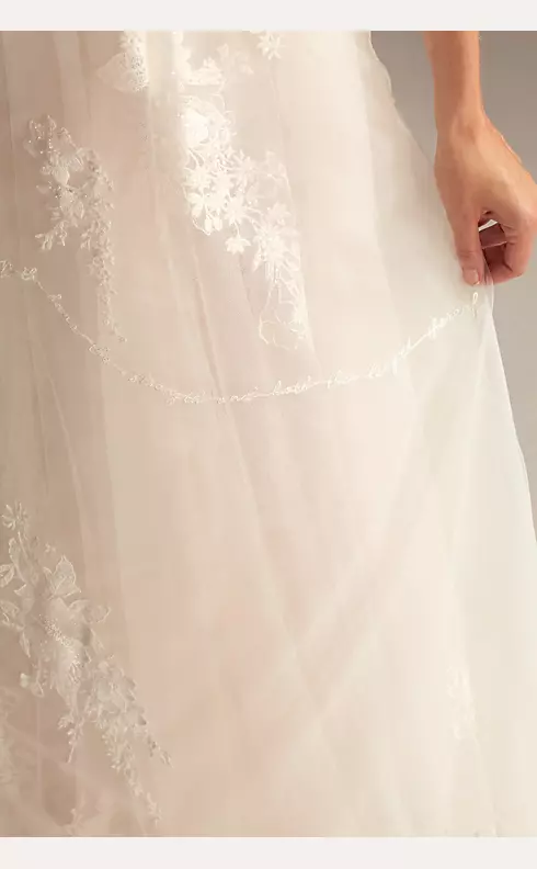 Shirred Halter Embroidered Poem Wedding Dress Image 4