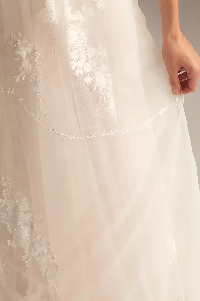 Shirred Halter Embroidered Poem Wedding Dress Image 4