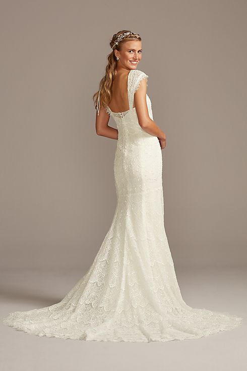 As Is Beaded Lace Cap Sleeve Wedding Dress Image 2