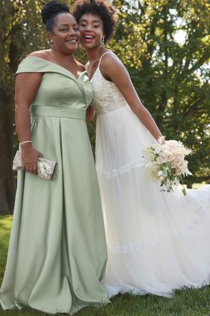 Corset Bodice Tiered Chiffon A-Line Wedding Dress | David's Bridal