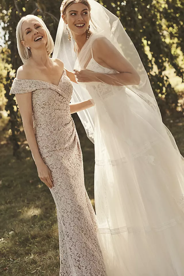 Corset Bodice Tiered Chiffon A-Line Wedding Dress Image 5