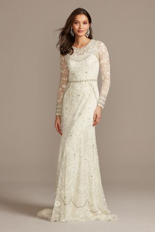 david's bridal long sleeve wedding dress