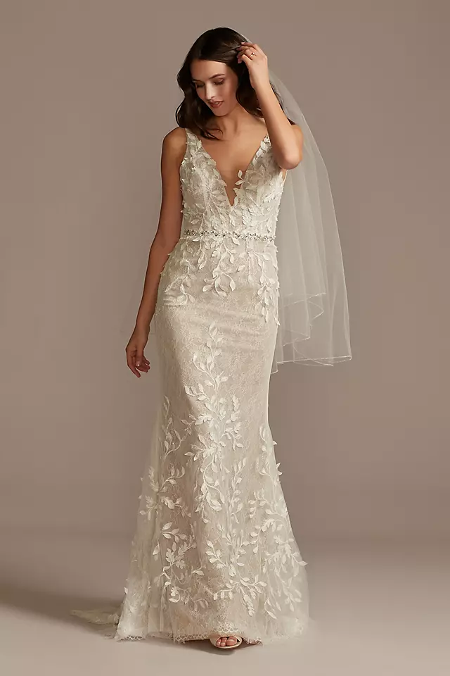3D Leaves Applique Lace Wedding Dress Image