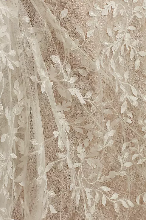 As Is 3D Leaves Applique Lace V-Neck Wedding Dress Image 4