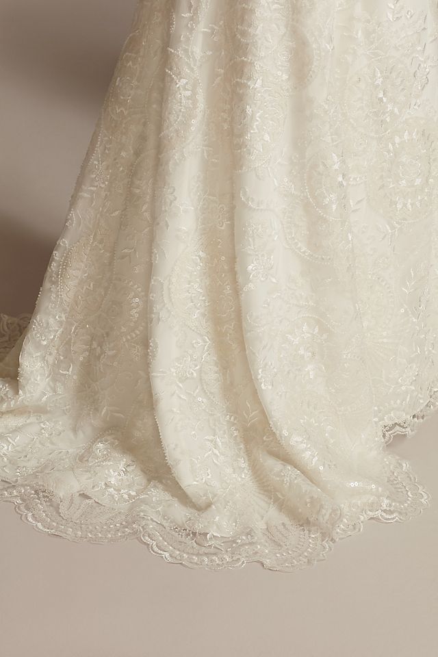 As Is Sequin Wedding Dress with Scallop Hem Image 5