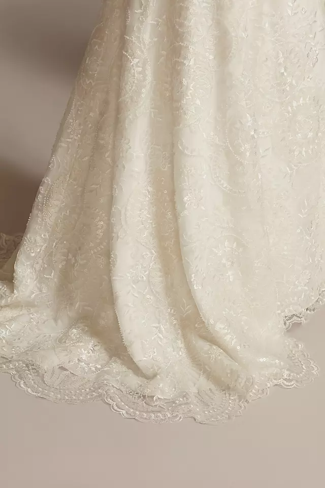 As Is Sequin Wedding Dress with Scallop Hem Image 4