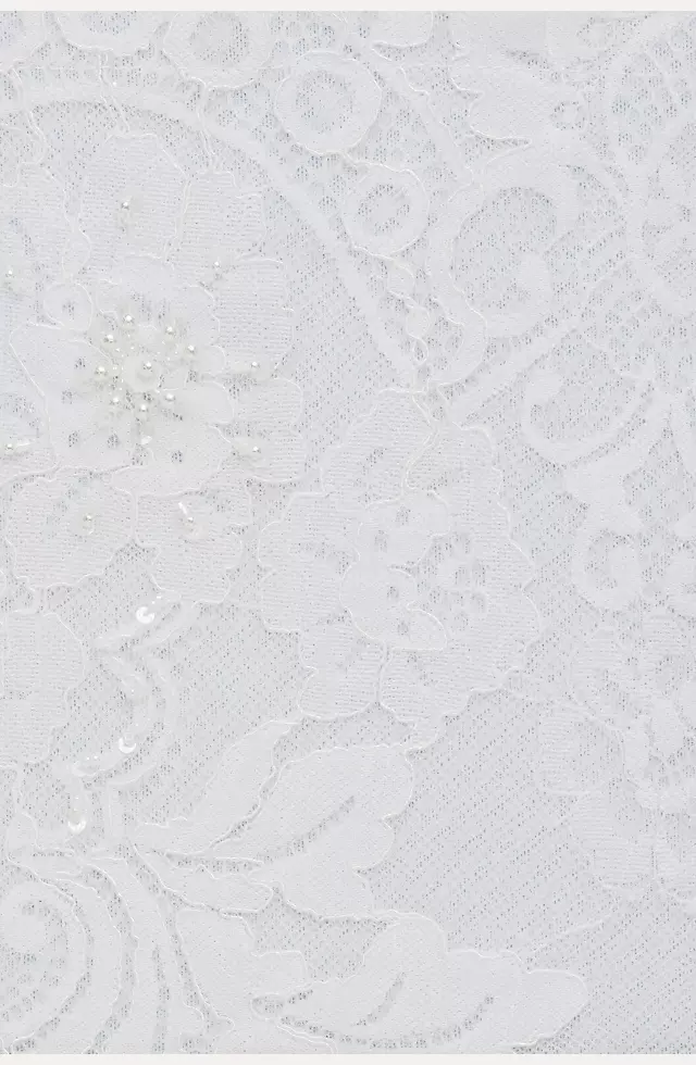 Illusion Plunge Long Sleeve Lace Wedding Dress Image 4