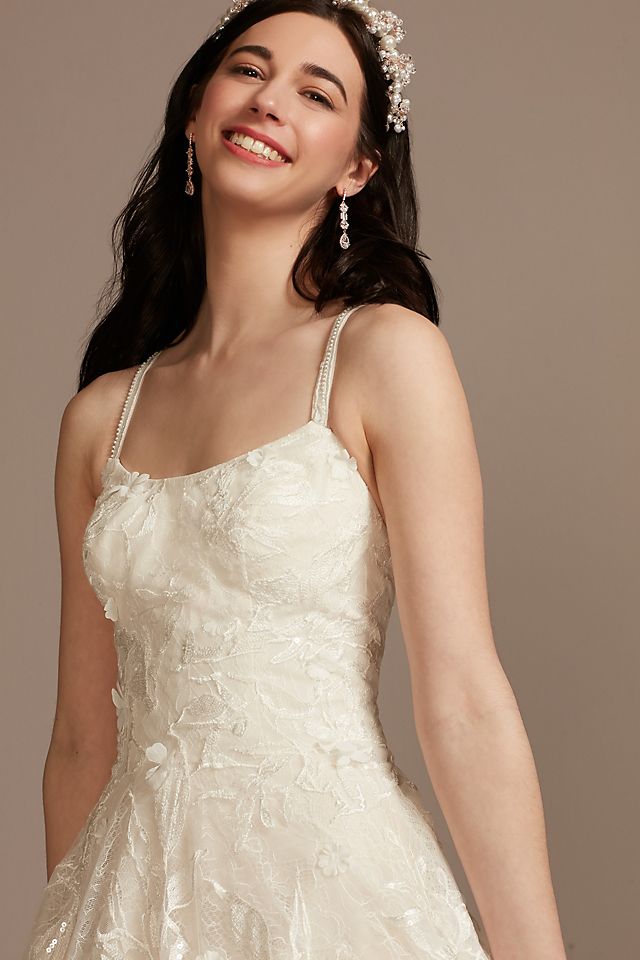 Tulle Lace V-Back Spaghetti Strap Wedding Dress Image 3