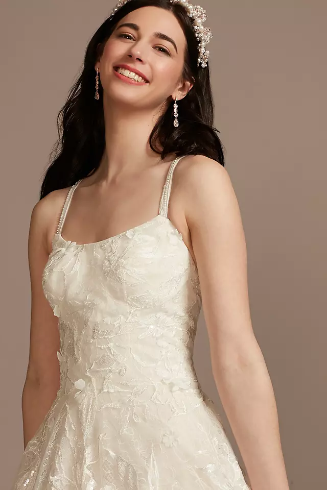 Tulle Lace V-Back Spaghetti Strap Wedding Dress