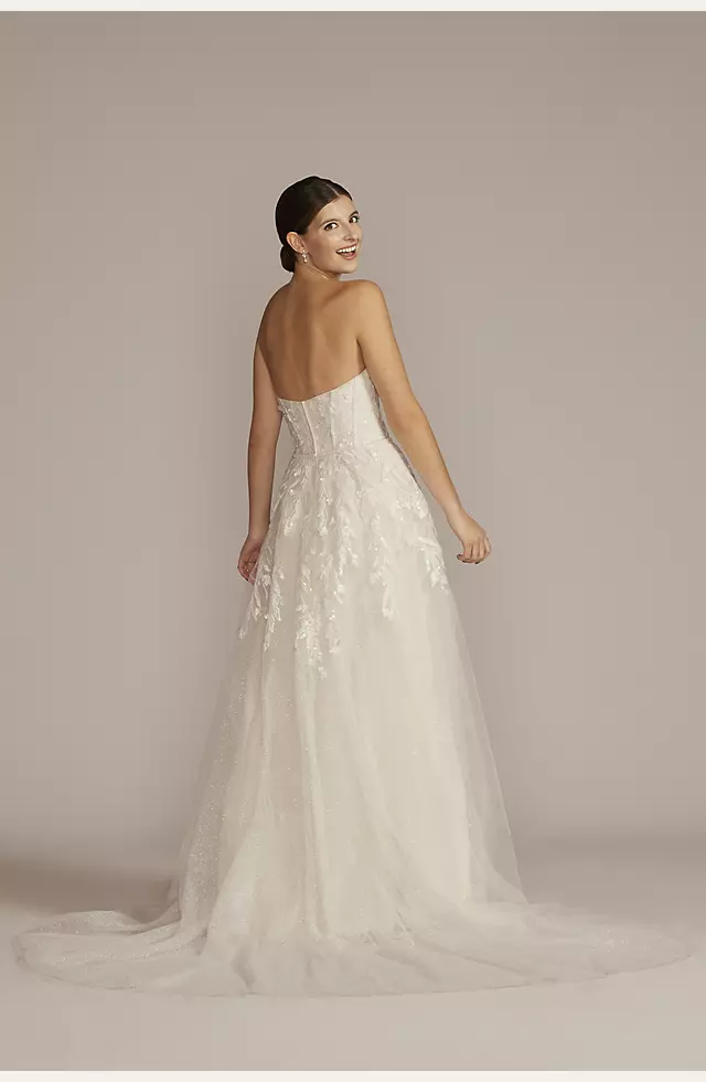 Strapless Beaded Glitter Tulle Wedding Gown Image 2