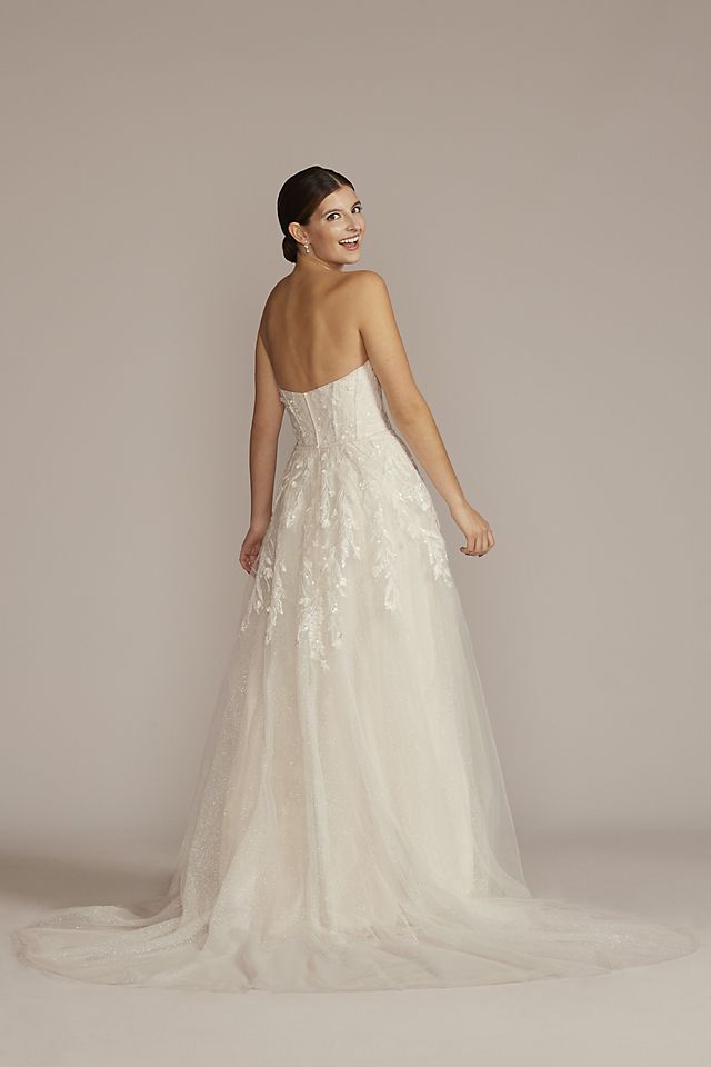 Strapless Beaded Glitter Tulle Wedding Gown Image 7