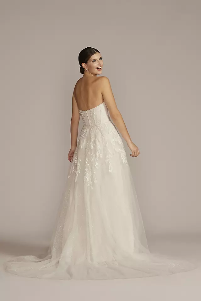 Strapless Beaded Glitter Tulle Wedding Gown Image 2