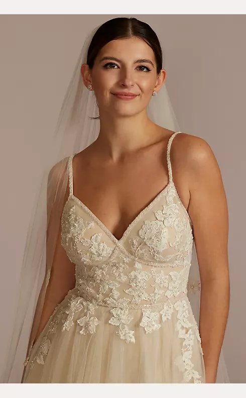 Melissa Sweet Beaded Lace Applique Tulle A-Line Wedding Gown