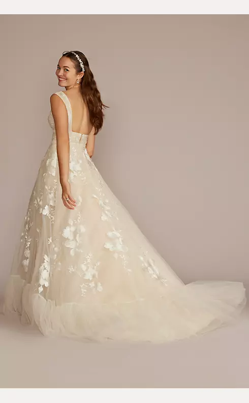 Organza A-Line Wedding Gown with Shirred Hem Image 2