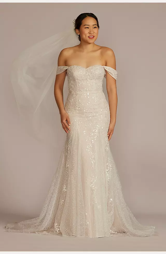 Detachable Sleeve Lace Mermaid Wedding Dress Image