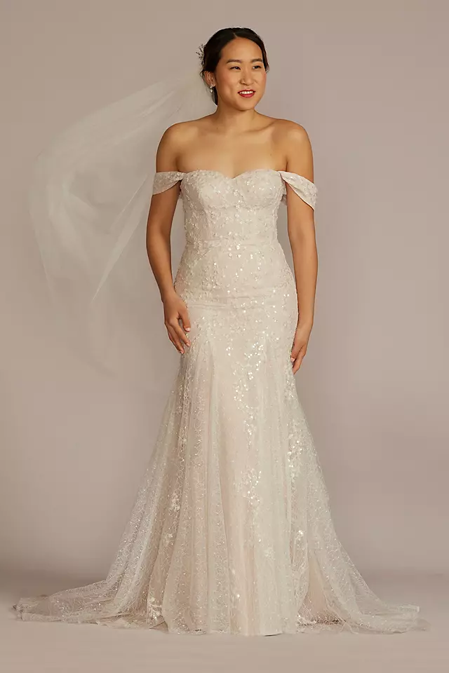 Detachable Sleeve Lace Mermaid Wedding Dress Image 1