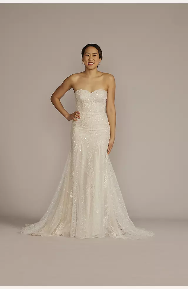 Detachable Sleeve Lace Mermaid Wedding Dress Image 3