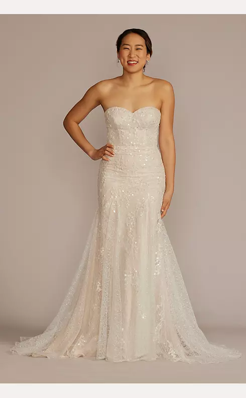 Detachable Sleeve Lace Mermaid Wedding Dress Image 2