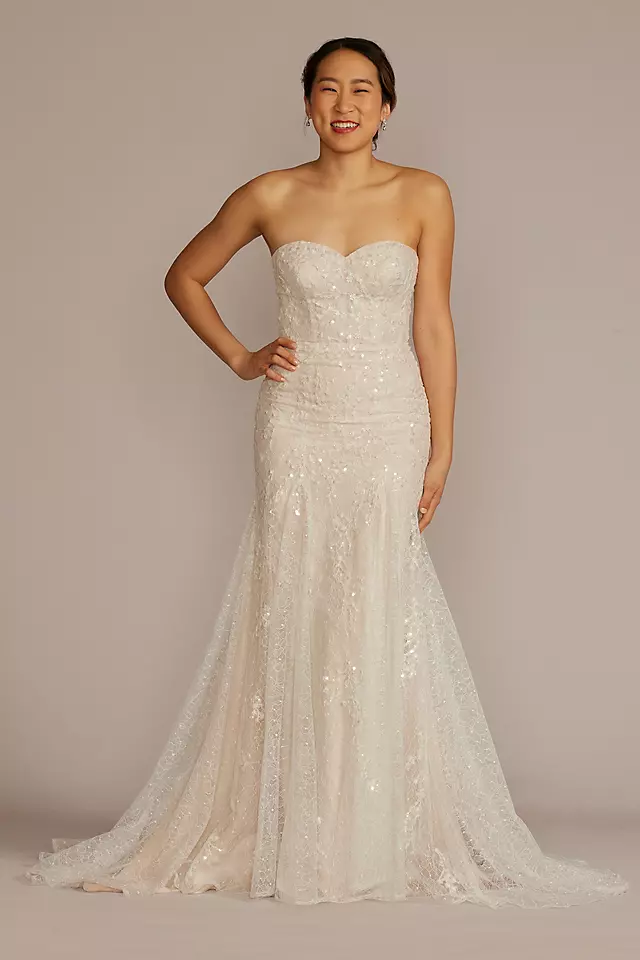 Detachable Sleeve Lace Mermaid Wedding Dress Image 2