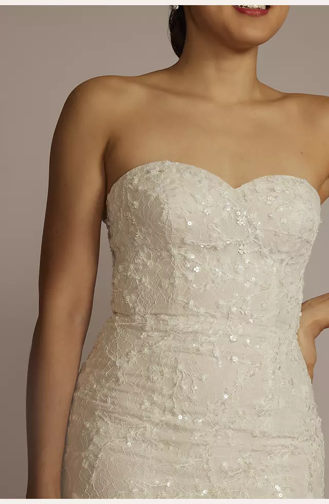 Detachable Sleeve Lace Mermaid Wedding Dress Image 6