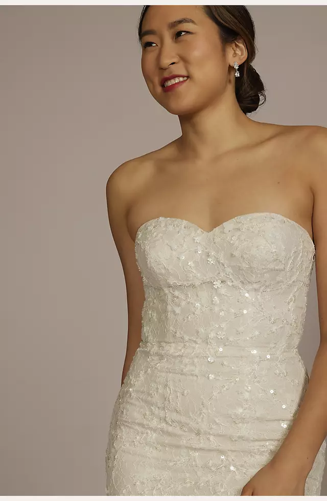 Detachable Sleeve Lace Mermaid Wedding Dress Image 7