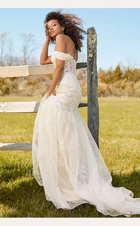 Detachable Sleeve Lace Mermaid Wedding Dress Image 8