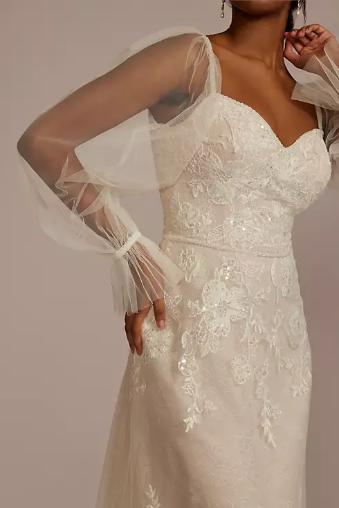 Allover Lace Billow Sleeve Wedding Dress Image 3