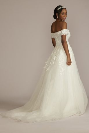 shoulder applique wedding dress