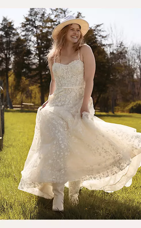 Embroidered Lace A-Line Wedding Dress