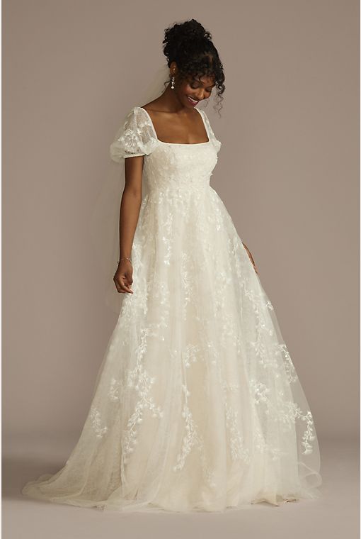 Puff Sleeve Empire Waist Wedding Dress | David's Bridal