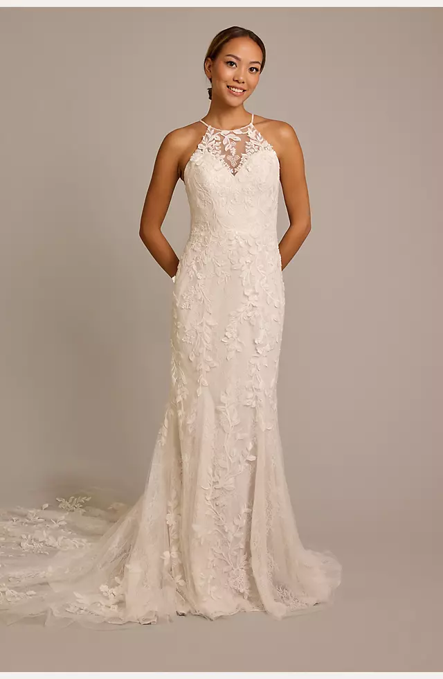 High-Neck Halter Lace Mermaid Wedding Dress Image