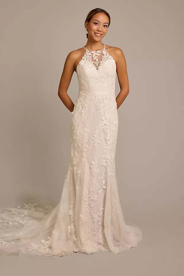 High-Neck Halter Lace Mermaid Wedding Dress Image