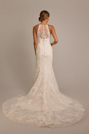 High-Neck Halter Lace Mermaid Wedding Dress | David's Bridal